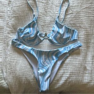 Shein Blue and White Swirl Bikini Set.